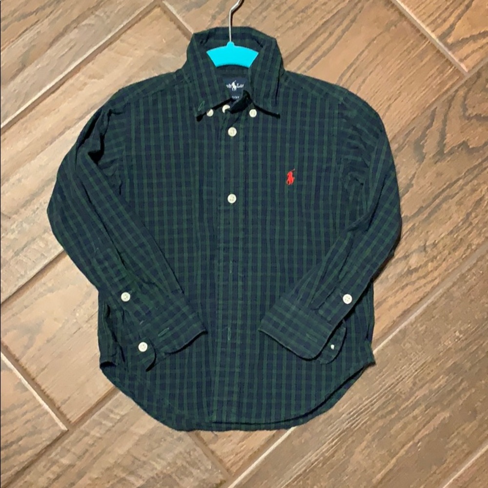 Ralph Lauren Button Down Navy Checkered Shirt 2T